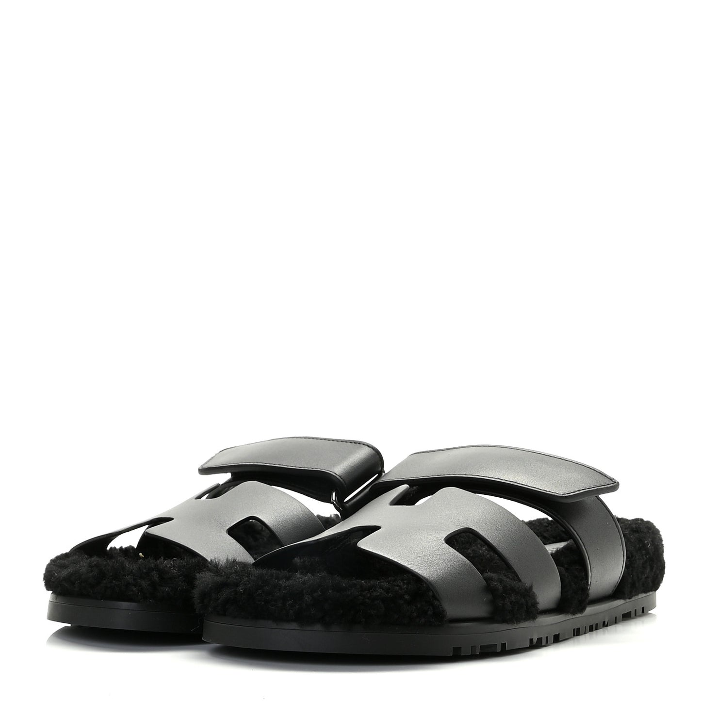 Calfskin Woolskin Womens Chypre Sandals 36 Black