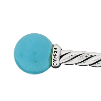 David Yurman Sterling Silver Diamond Turquoise 9mm Solari Bracelet 3 of 4