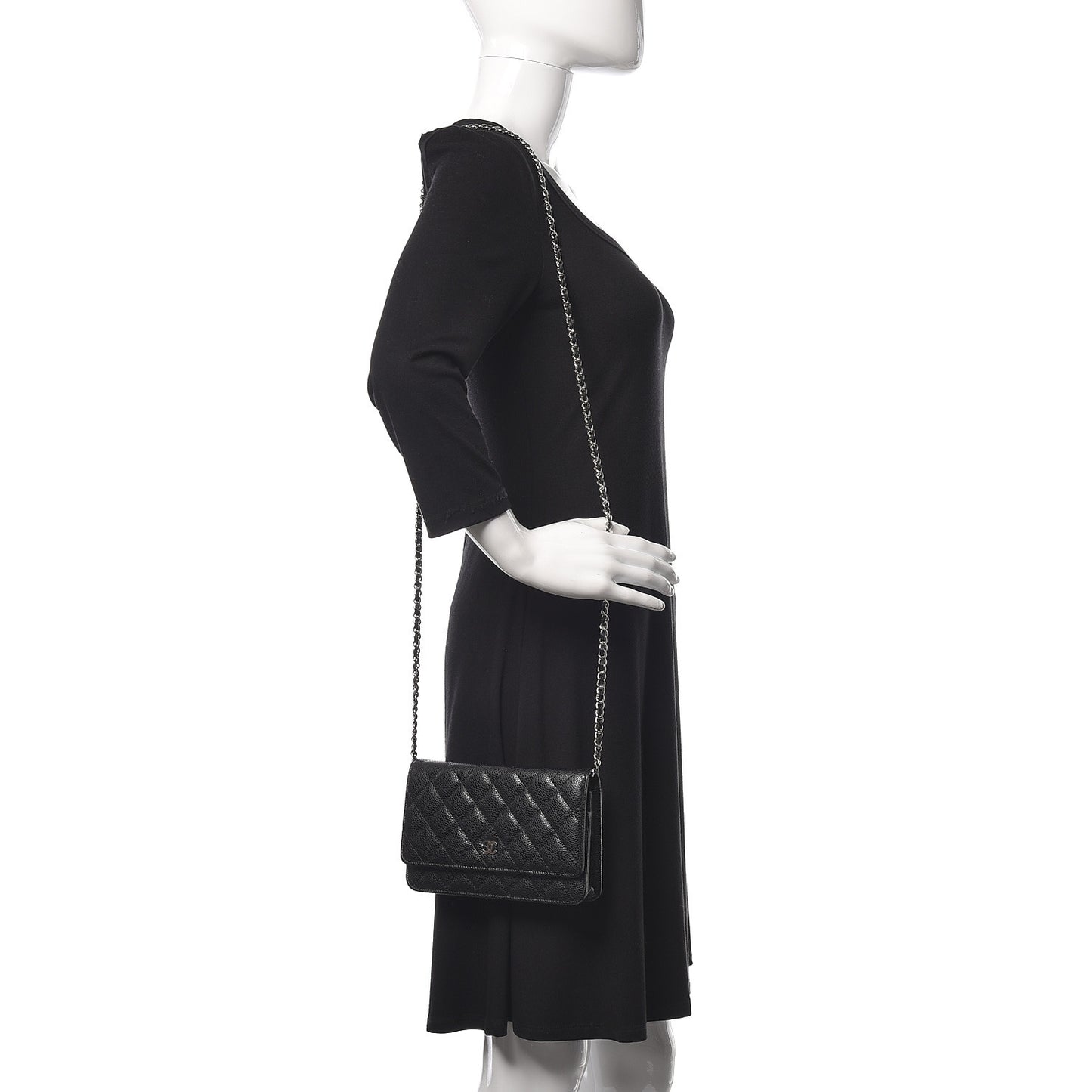 Caviar Quilted Wallet On Chain WOC Black