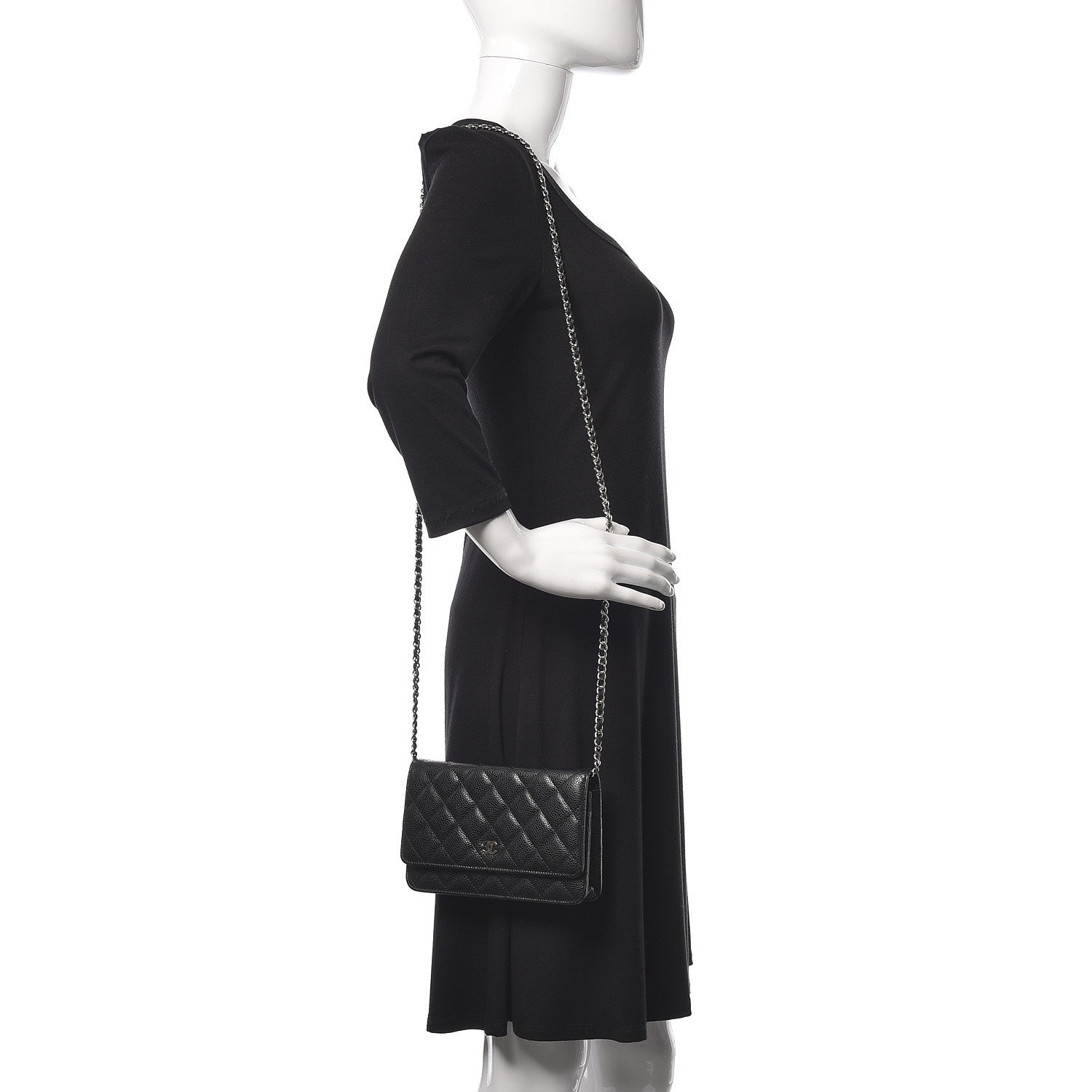 Chanel Caviar Quilted Wallet On Chain WOC Black 2 of 12