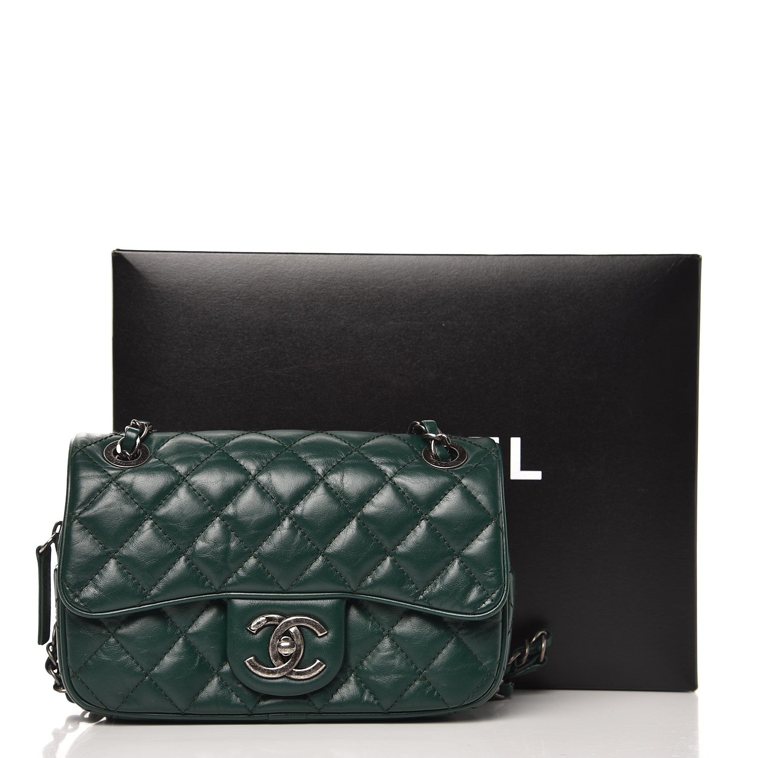 Chanel Aged Calfskin Quilted Small Easy Flap Green 8 of 8