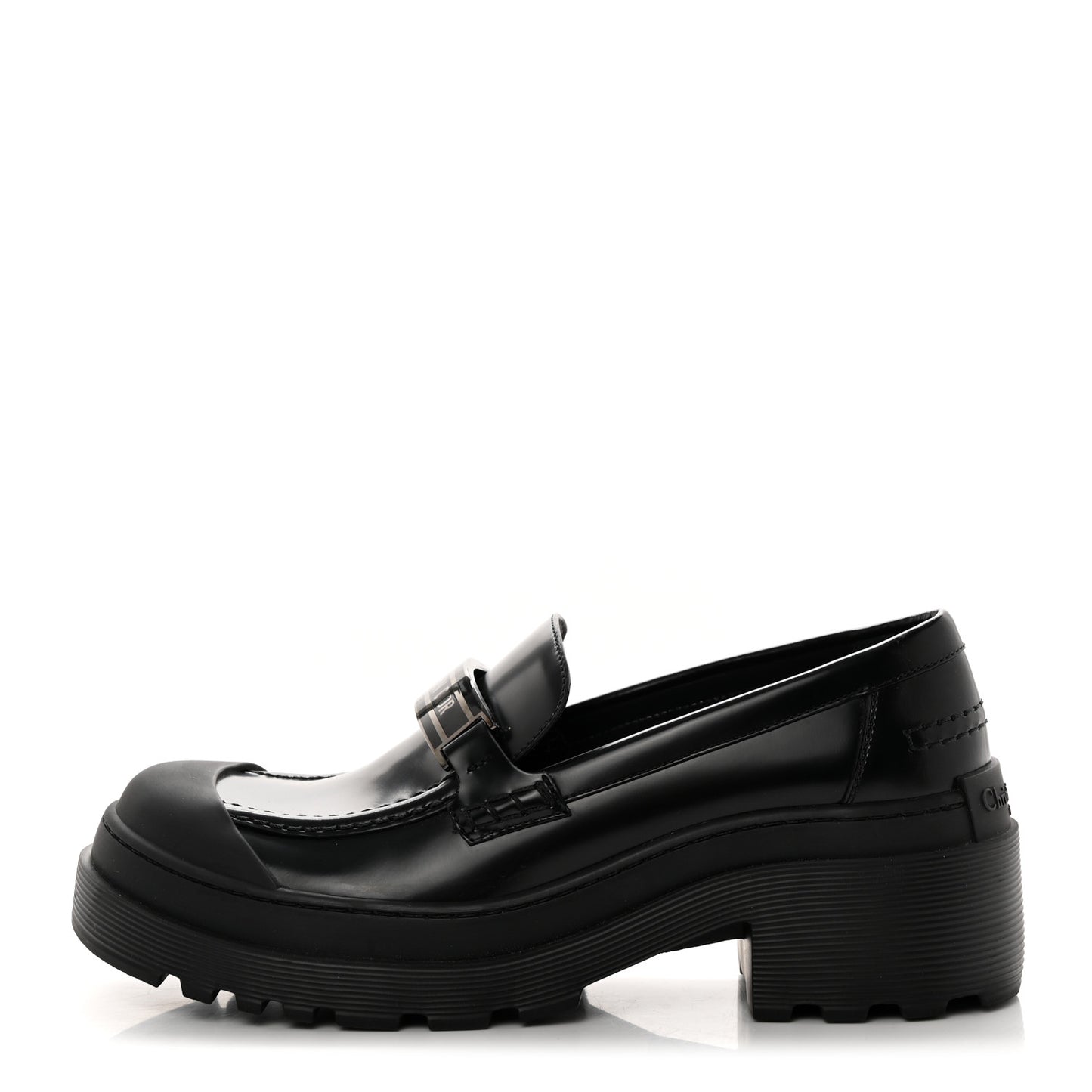 Brushed Calfskin Dior Code Lug Sole 15mm Loafers 38 Black