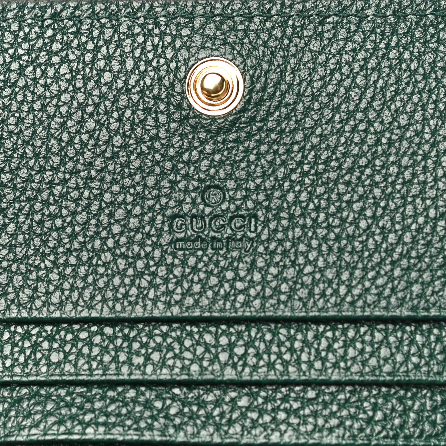 Grainy Calfskin Zumi Chain Card Case Wallet Vintage Green