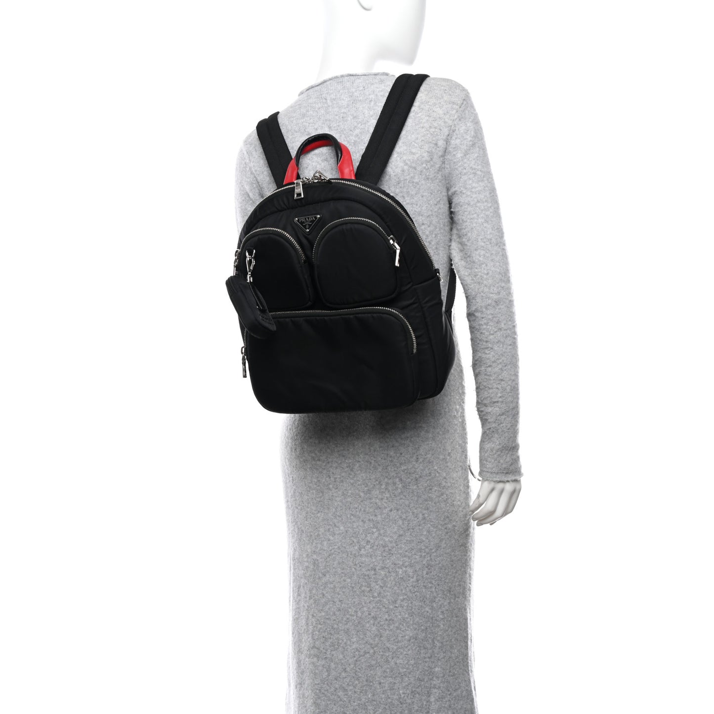Tessuto Nylon Pocket Cargo Backpack Black Fuoco
