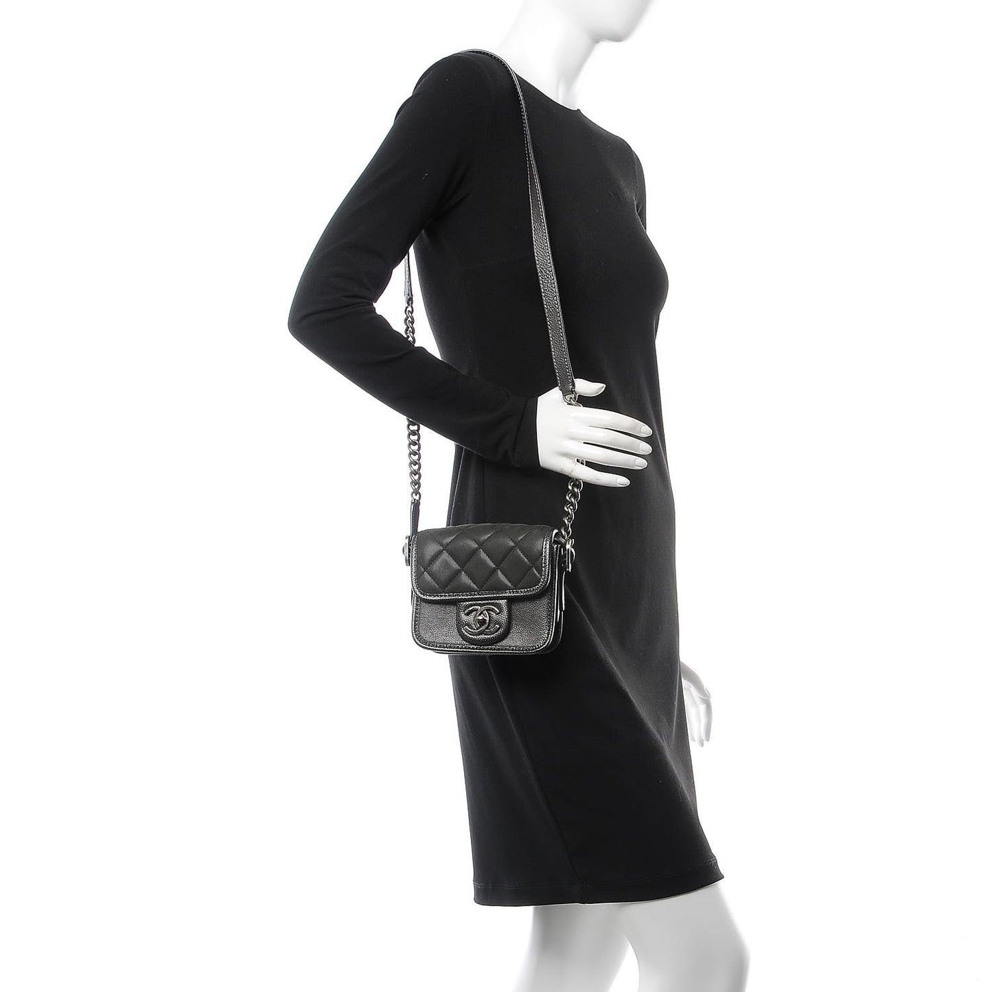 Iridescent Calfskin Mini Back To School Crossbody Flap Anthracite