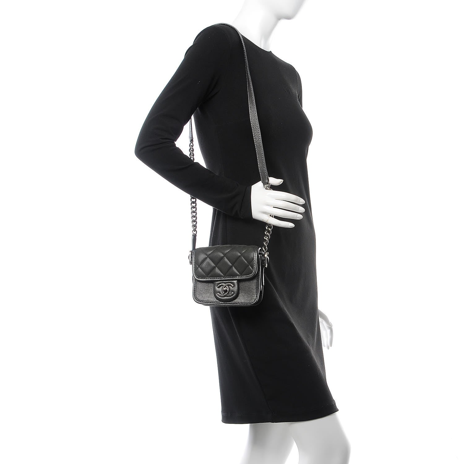 Chanel Iridescent Calfskin Mini Back To School Crossbody Flap Anthracite 2 of 8