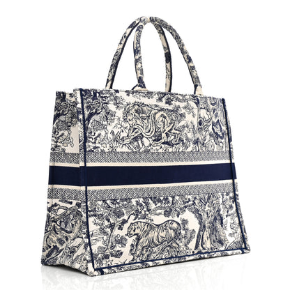 Christian Dior Canvas Embroidered Large Dioriviera Toile De Jouy Book Tote Blue 3 of 12