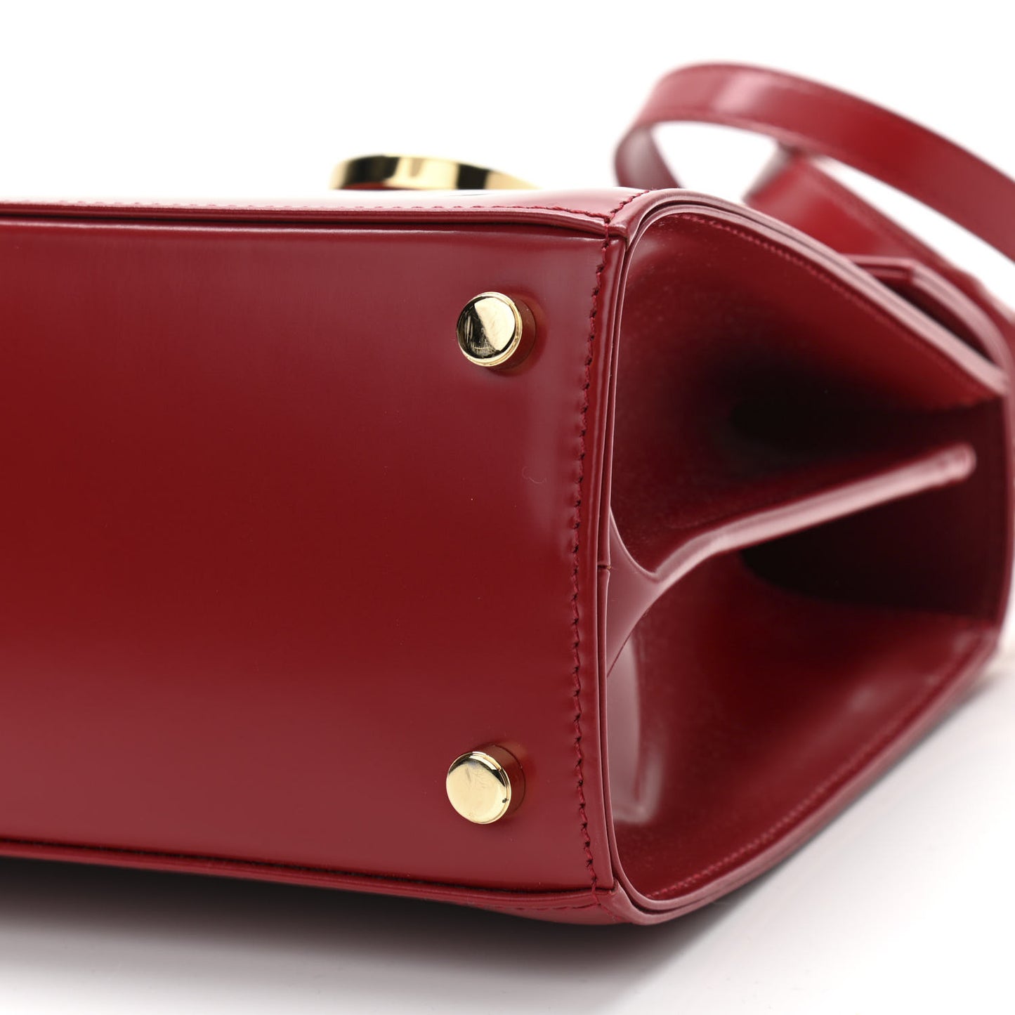 Brushed Off Calfskin Small Iconic Top Handle Red