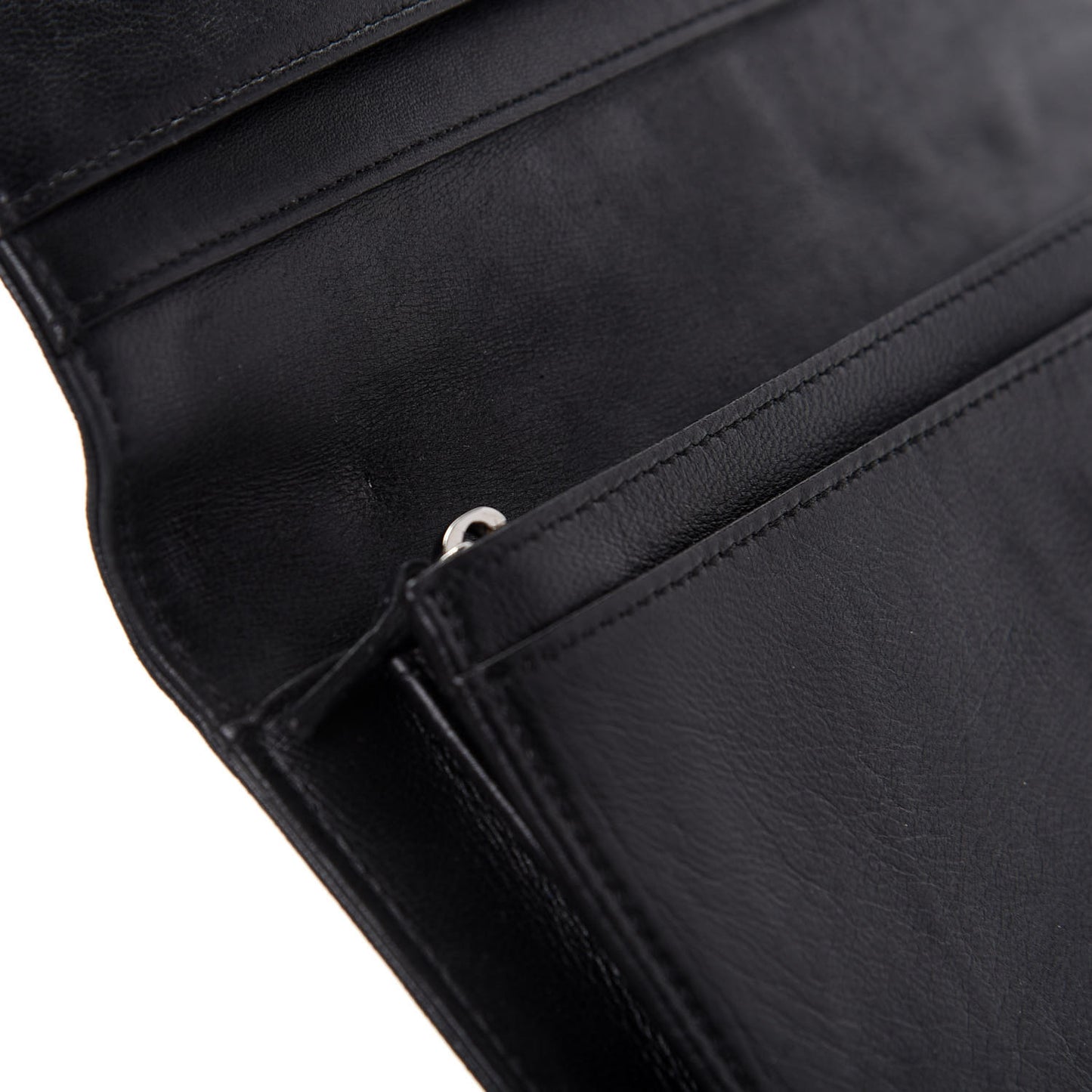 Lambskin Camellia Embossed Yen Wallet Black