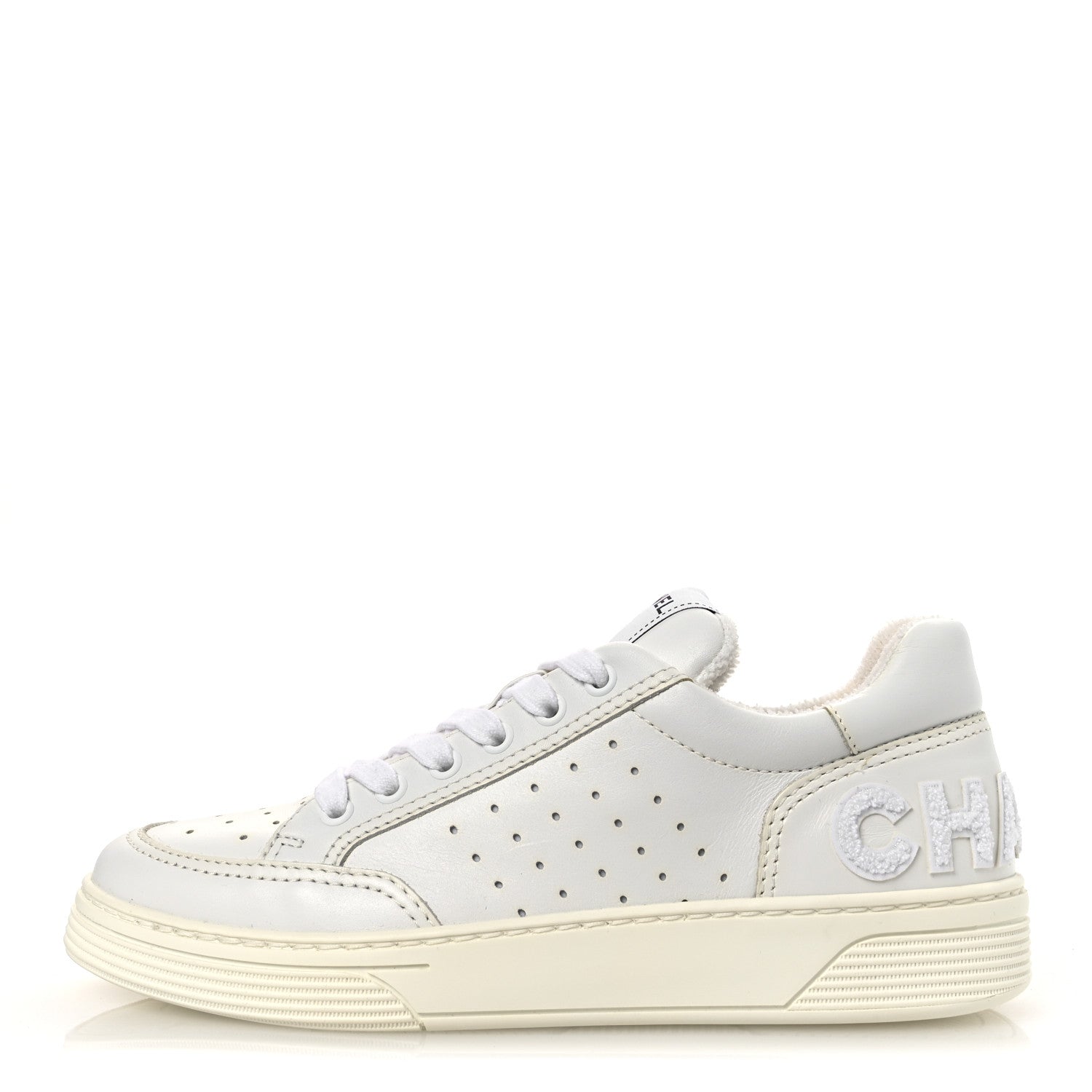 Chanel Calfskin Womens Logo Sneakers 38 White 1 of 11