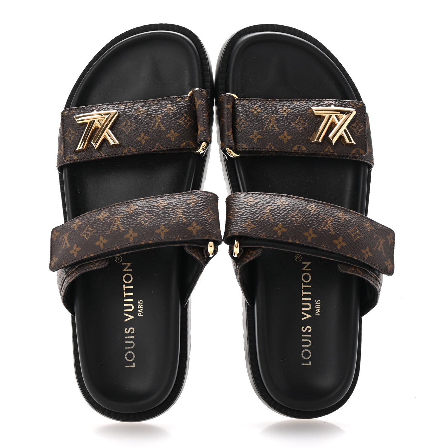 LOUIS VUITTON モノグラム サンダル Louis Vuitton Monogram LV Sunset Comfort Flat Sandals 38.5 Cacao