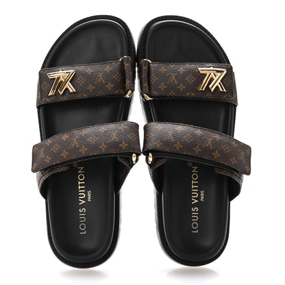 Louis Vuitton Monogram LV Sunset Comfort Flat Sandals 38.5 Cacao Brown 2 of 8