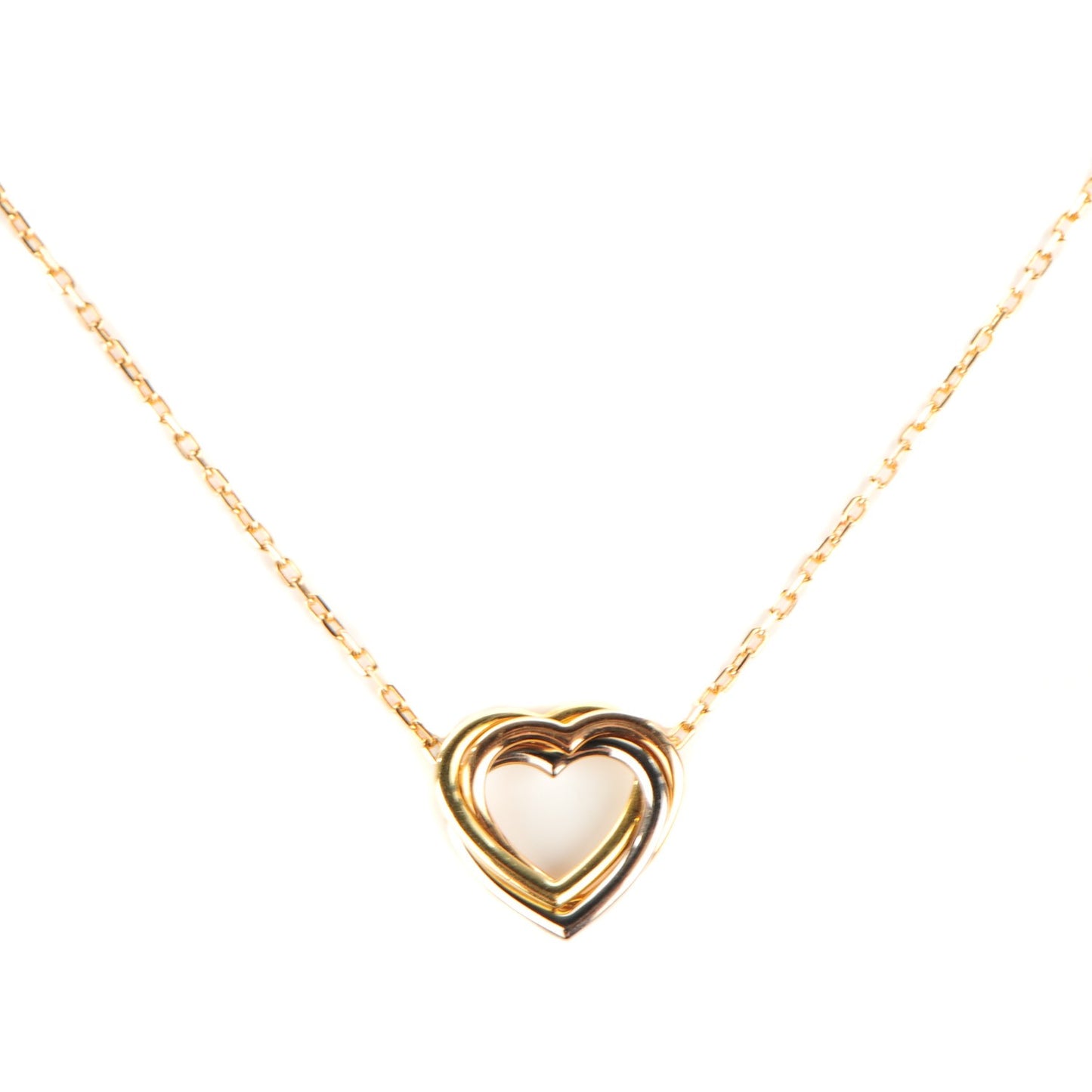 18K Pink Yellow White Gold Trinity De Heart Necklace
