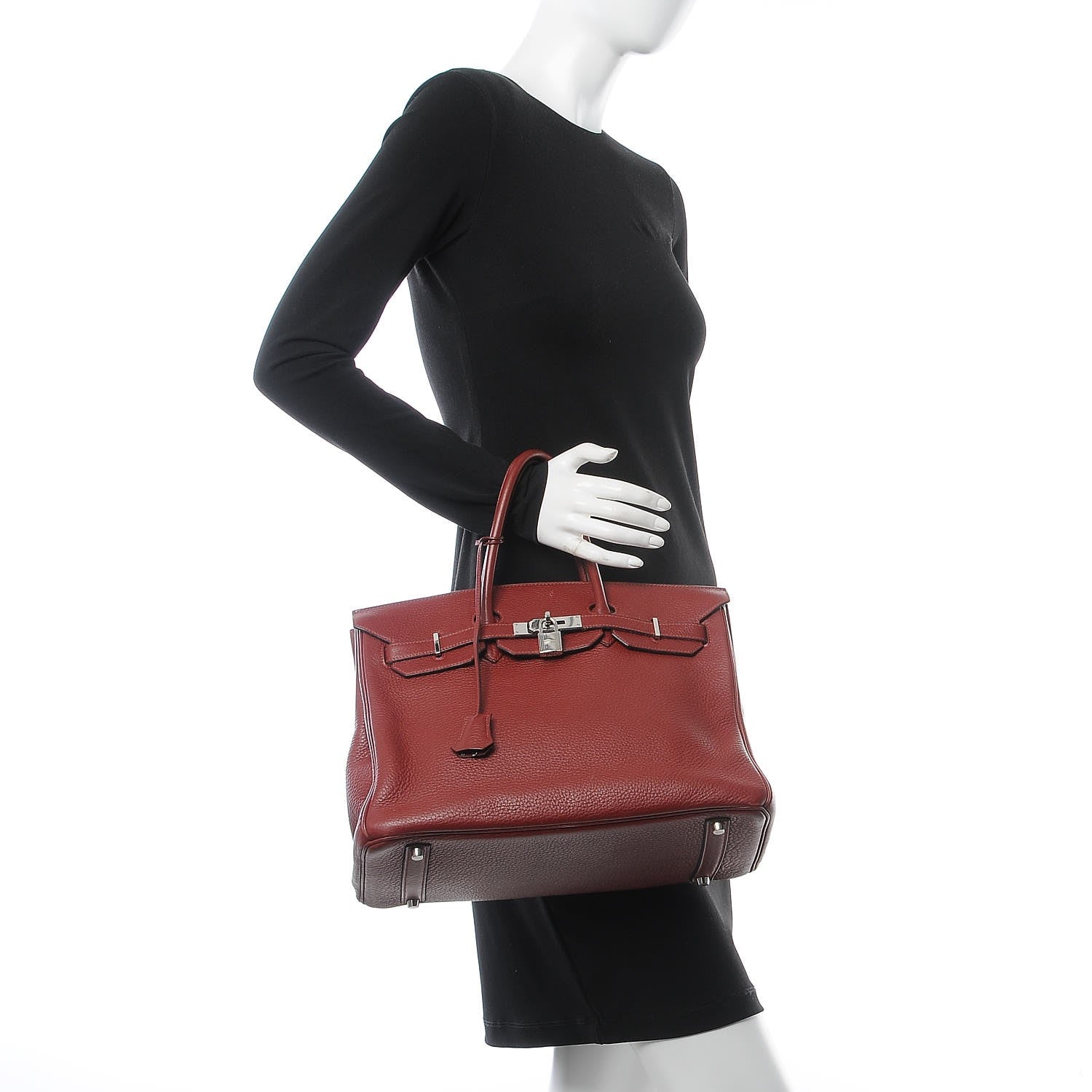 Hermes Taurillon Clemence Birkin 35 Rouge H 2 of 41