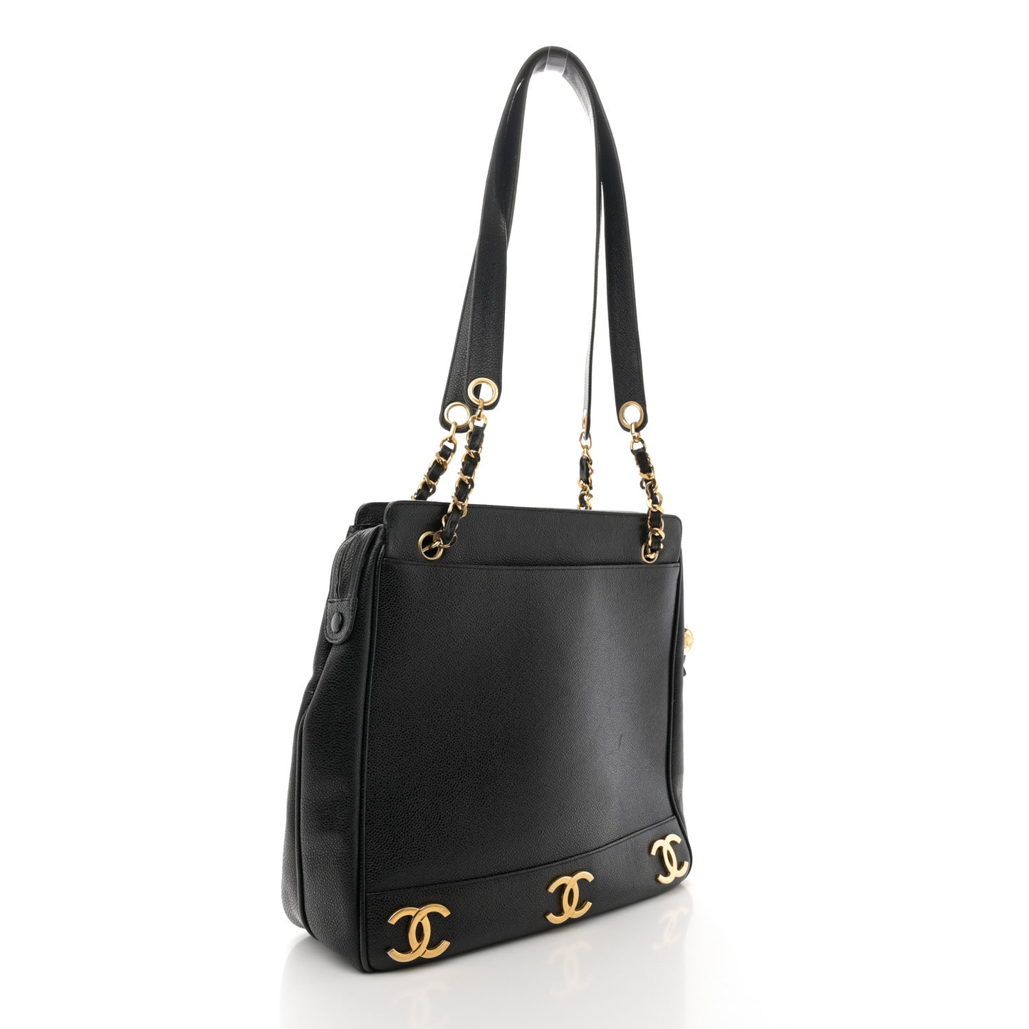 Caviar Triple CC Shoulder Bag Black