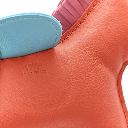 Hermes Milo Lambskin Grigri Rodeo Horse Bag Charm MM Orange Poppy Rose Azalee Bleu Azteque 3 of 4