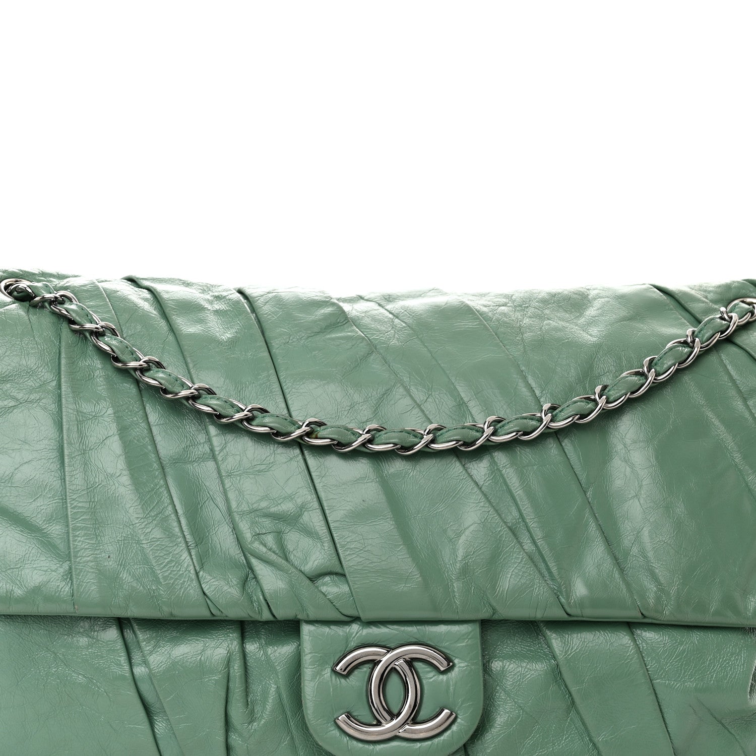 Chanel Glazed Calfskin Twisted Maxi Flap Green 8 of 10