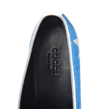 Gucci Lurex Calfskin Starry Sky Womens Jordaan Loafers 36 Bluette Silver 5 of 7