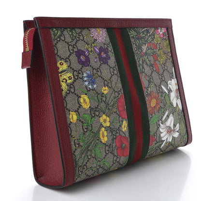 Gucci GG Supreme Monogram Flora Web Ophidia Pouch Red 3 of 9