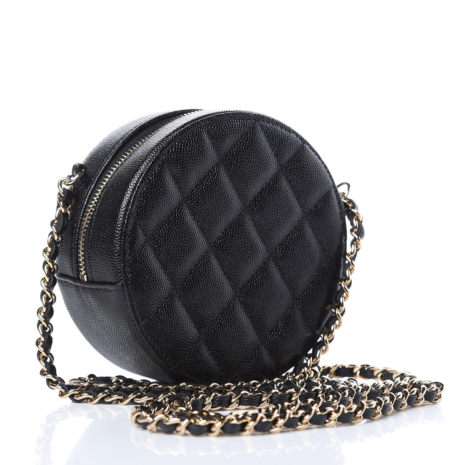 Chanel Caviar Quilted Round Clutch With Chain Black 3 of 10