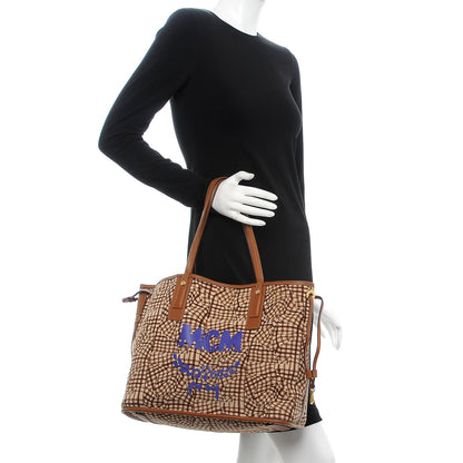 MCM Visetos Medium Liz Reversible Shopper Tote Cognac 2 of 20