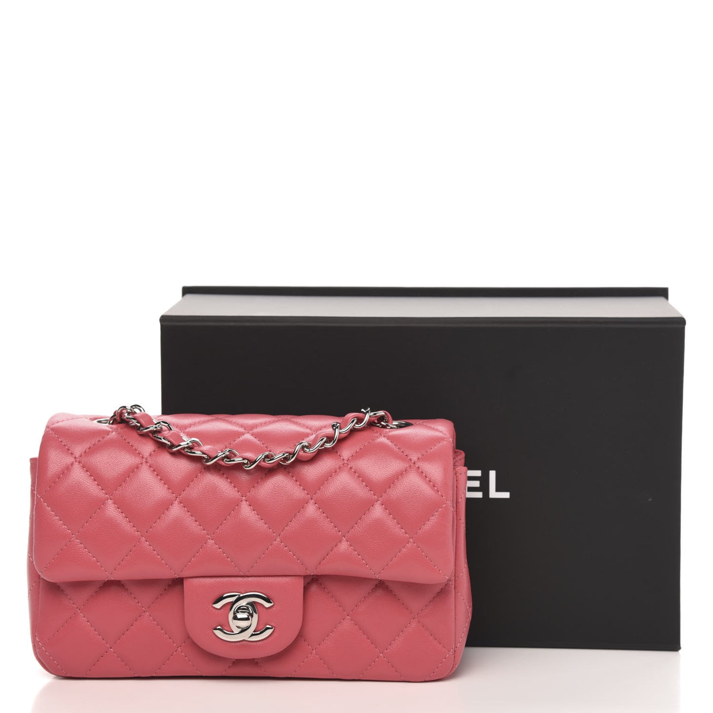 Lambskin Quilted Mini Rectangular Flap Pink