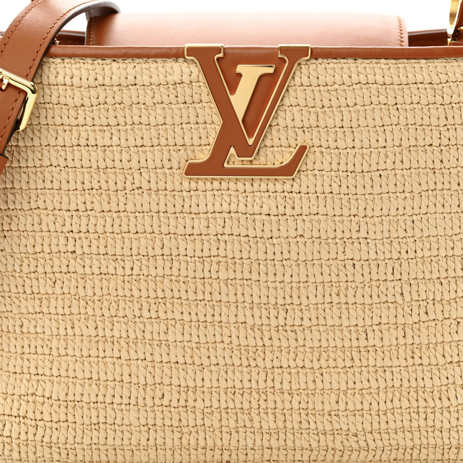 Louis Vuitton Raffia Capucines MM Caramel Ecru 7 of 9