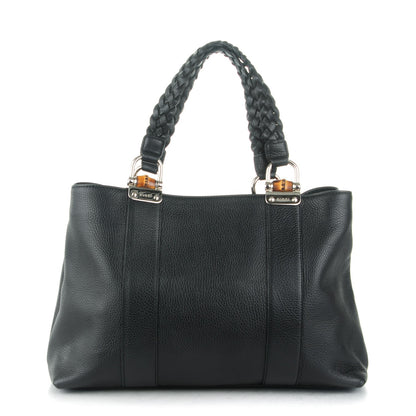 Gucci Pebbled Calfskin Medium Bamboo Bar Tote Black 1 of 7