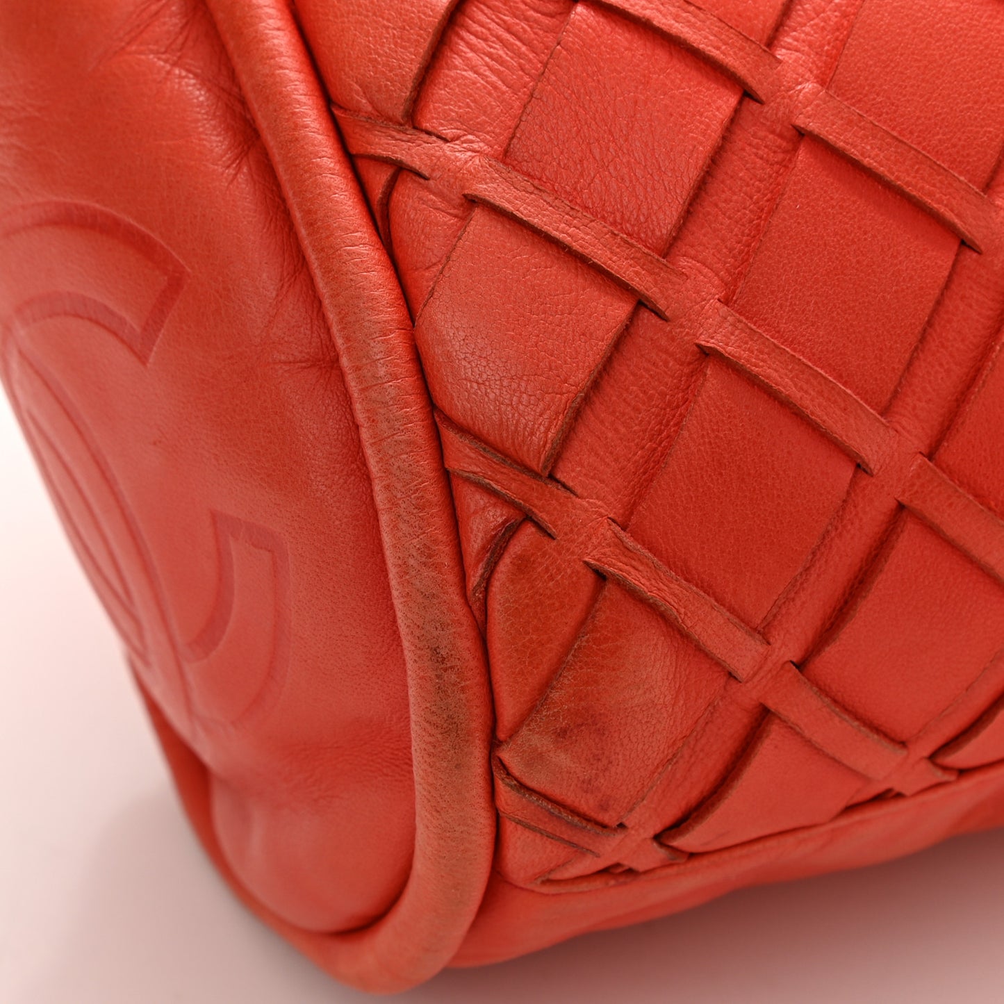 Lambskin Woven Medium Ultimate Soft Sombrero Hobo Red