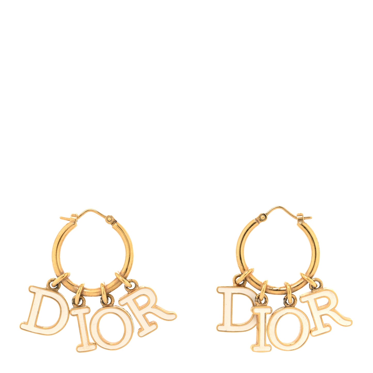 Metal Enamel Dio(r)evolution Hoop Earrings Gold White