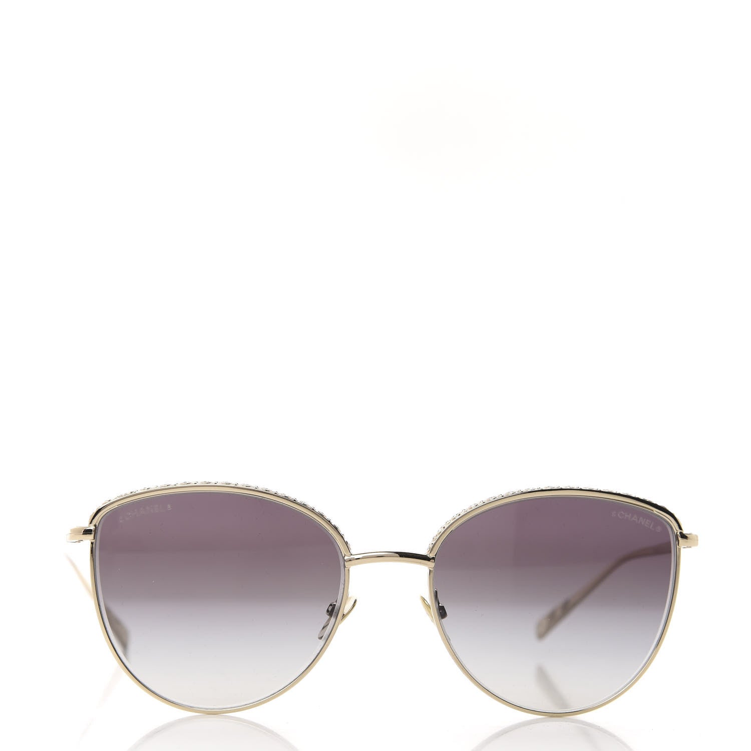 Chanel Metal Crystal Sunglasses 4258-B Gold 2 of 8