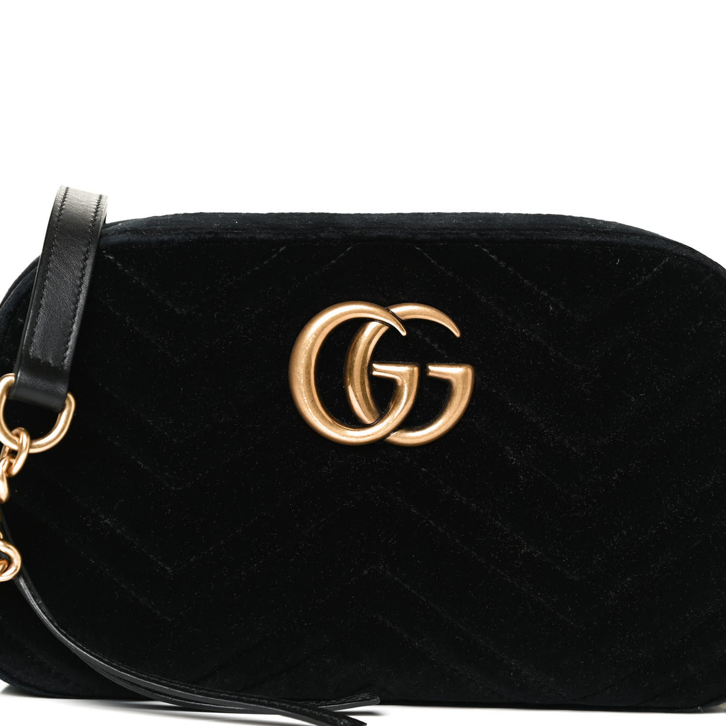 Velvet Matelasse Small GG Marmont Chain Shoulder Bag Black