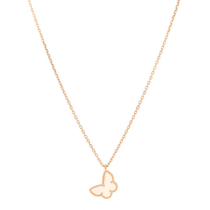 Van Cleef & Arpels 18K Yellow Gold Mother of Pearl Sweet Alhambra Butterfly Pendant Necklace 1 of 8