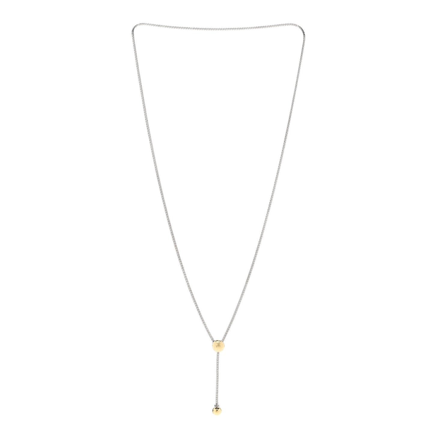 Sterling Silver 18K Yellow Gold Classic Chain Hammered Y Necklace