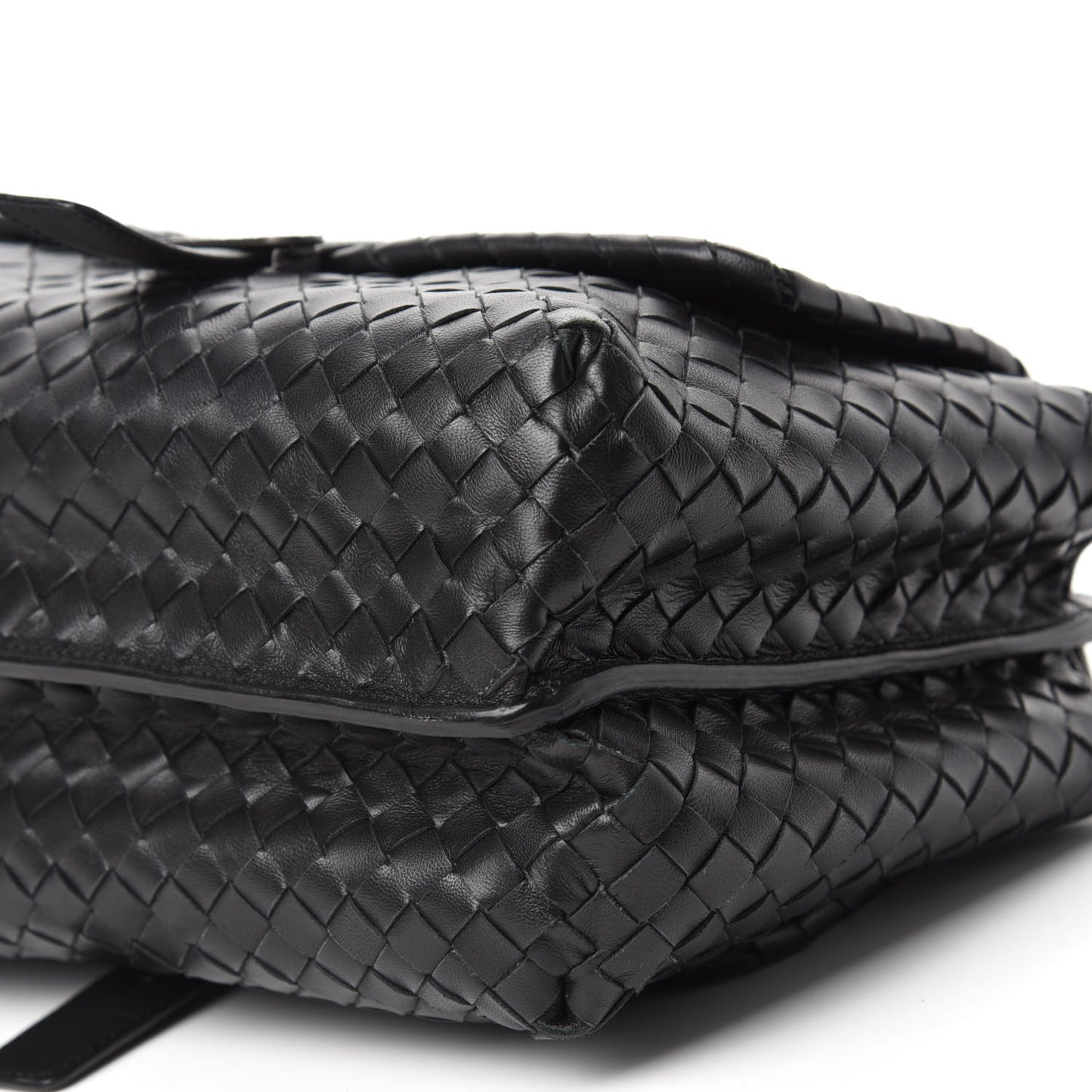 Nappa Intrecciato Flap Shoulder Bag Black