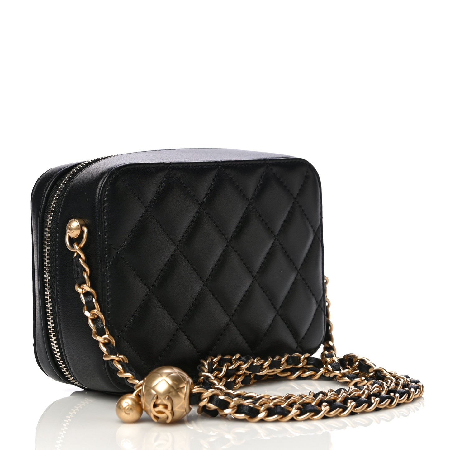Lambskin Quilted CC Pearl Crush Camera Case Black