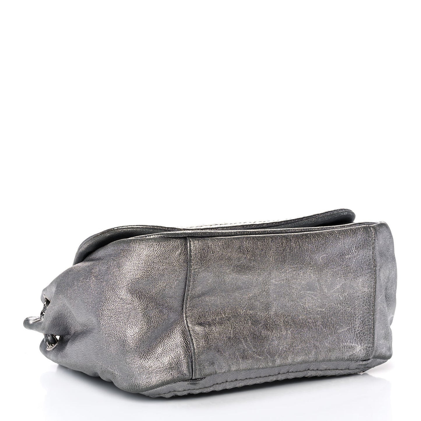 Metallic Deerskin Luxe Ligne Flap Silver
