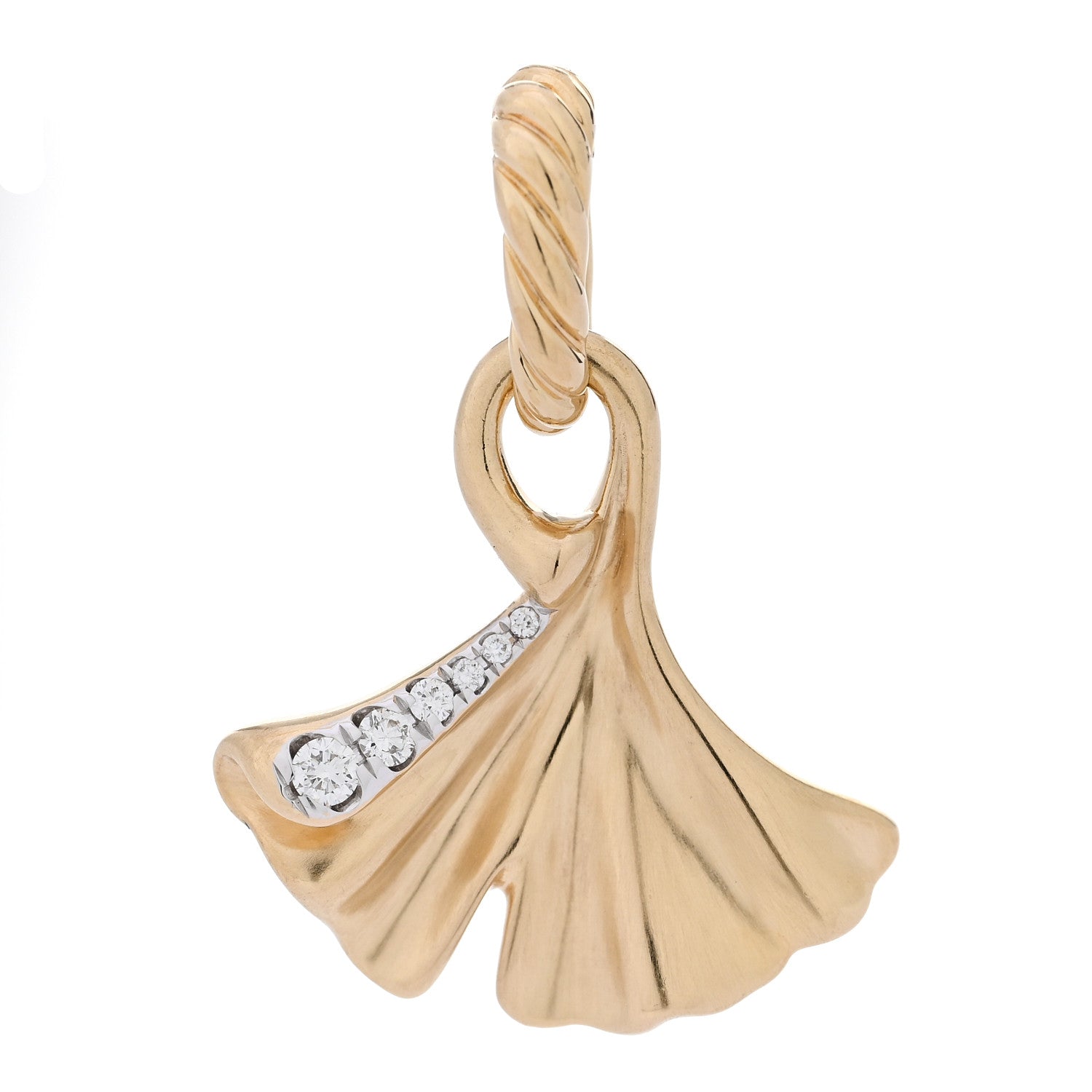 David Yurman 18K Yellow Gold Diamond Gingko Amulet Pendant 1 of 4