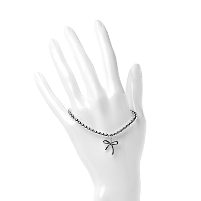 Tiffany Sterling Silver 4mm Bow Bead Bracelet 2 of 5