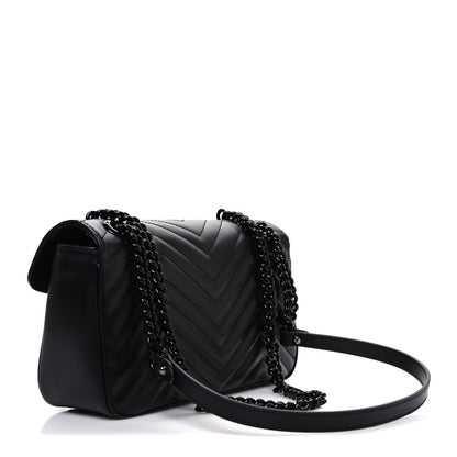 Gucci Calfskin Matelasse Monochrome Small GG Marmont Shoulder Bag Black 2 of 9