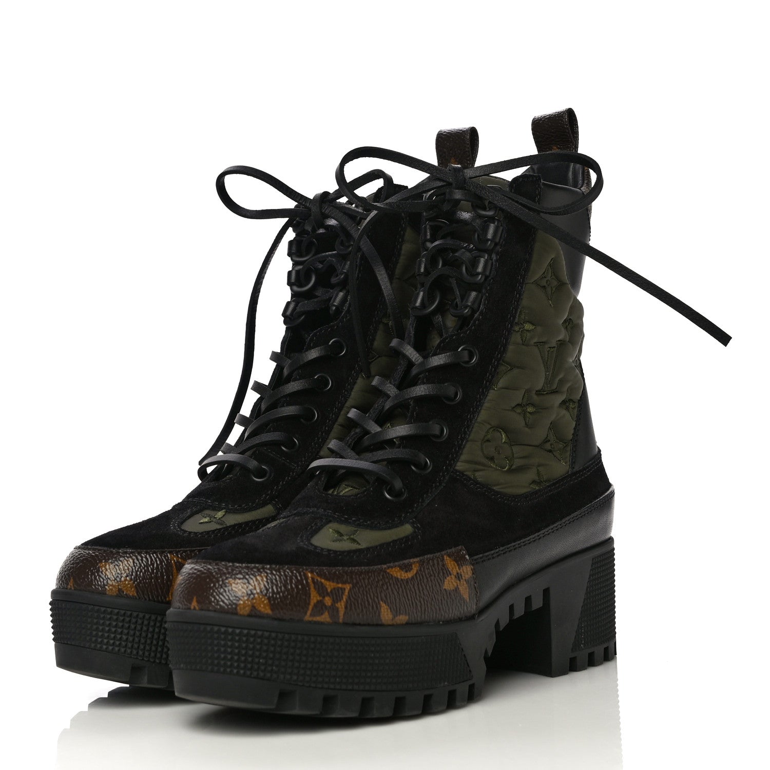 Louis Vuitton Suede Calfskin Monogram Laureate Platform Desert Boots 37 Black 3 of 12