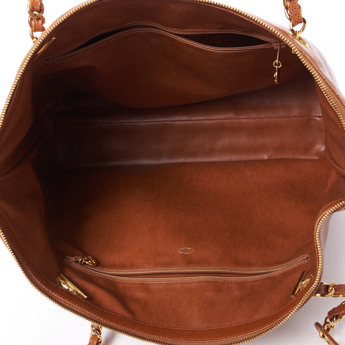 Caviar Flap Shoulder Bag Brown