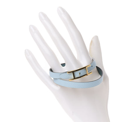 Hermes Epsom Swift Behapi Double Tour Bracelet S Bleu Atoll Malachite 2 of 7