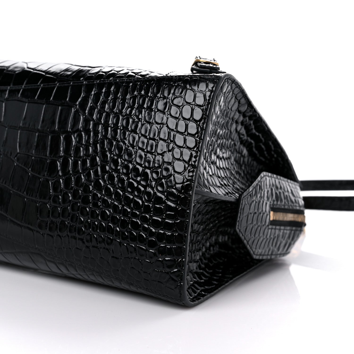 Balenciaga Shiny Supple Calfskin Crocodile Embossed Brass Hardware Neo Classic City Black 8 of 10