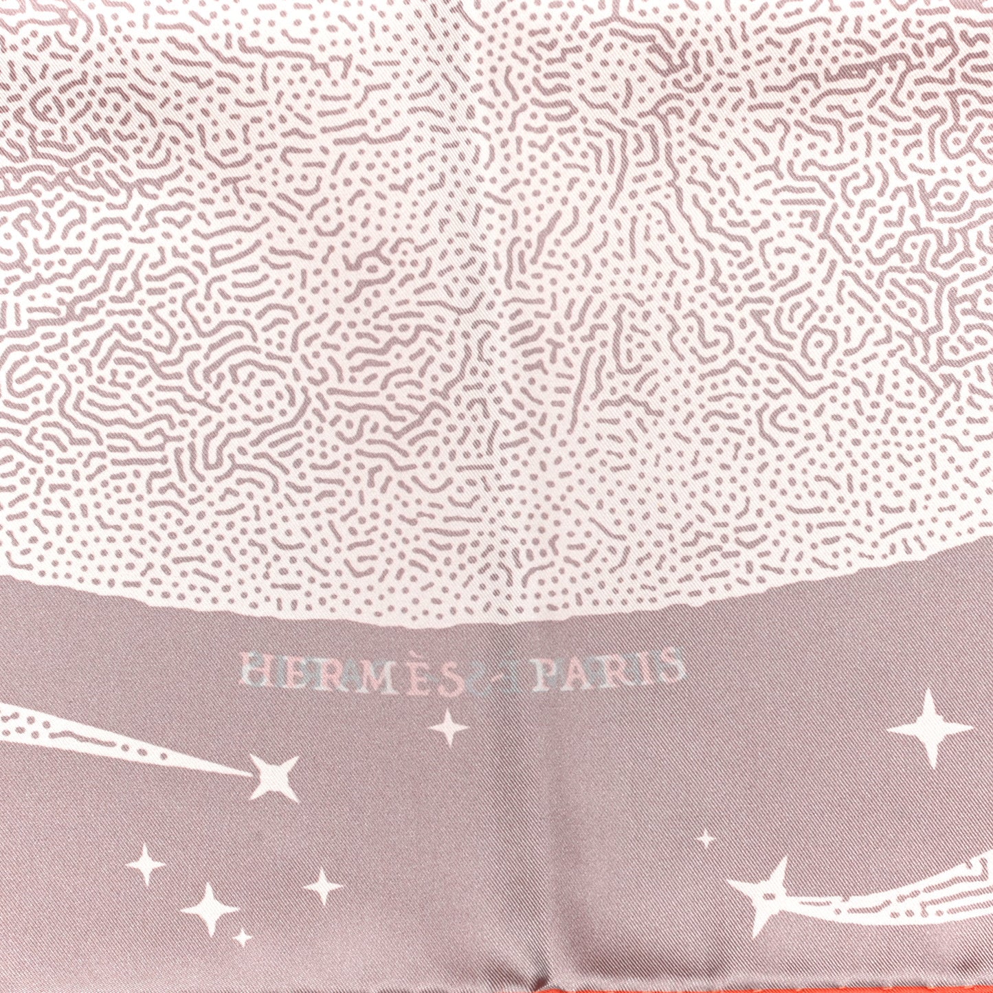 Silk Double Face Clair De Lune Scarf 90 Orange Gris White
