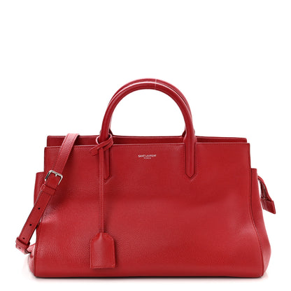 Saint Laurent Grained Calfskin Small Cabas Rive Gauche Red 1 of 14