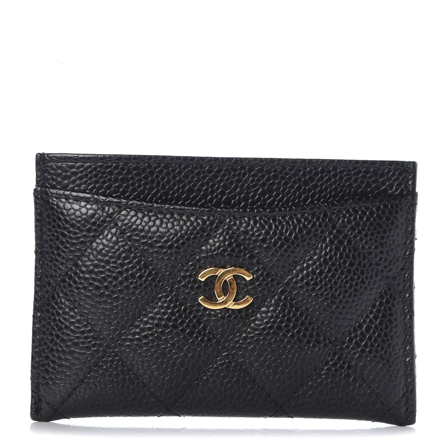 Caviar Quilted Card Holder Black