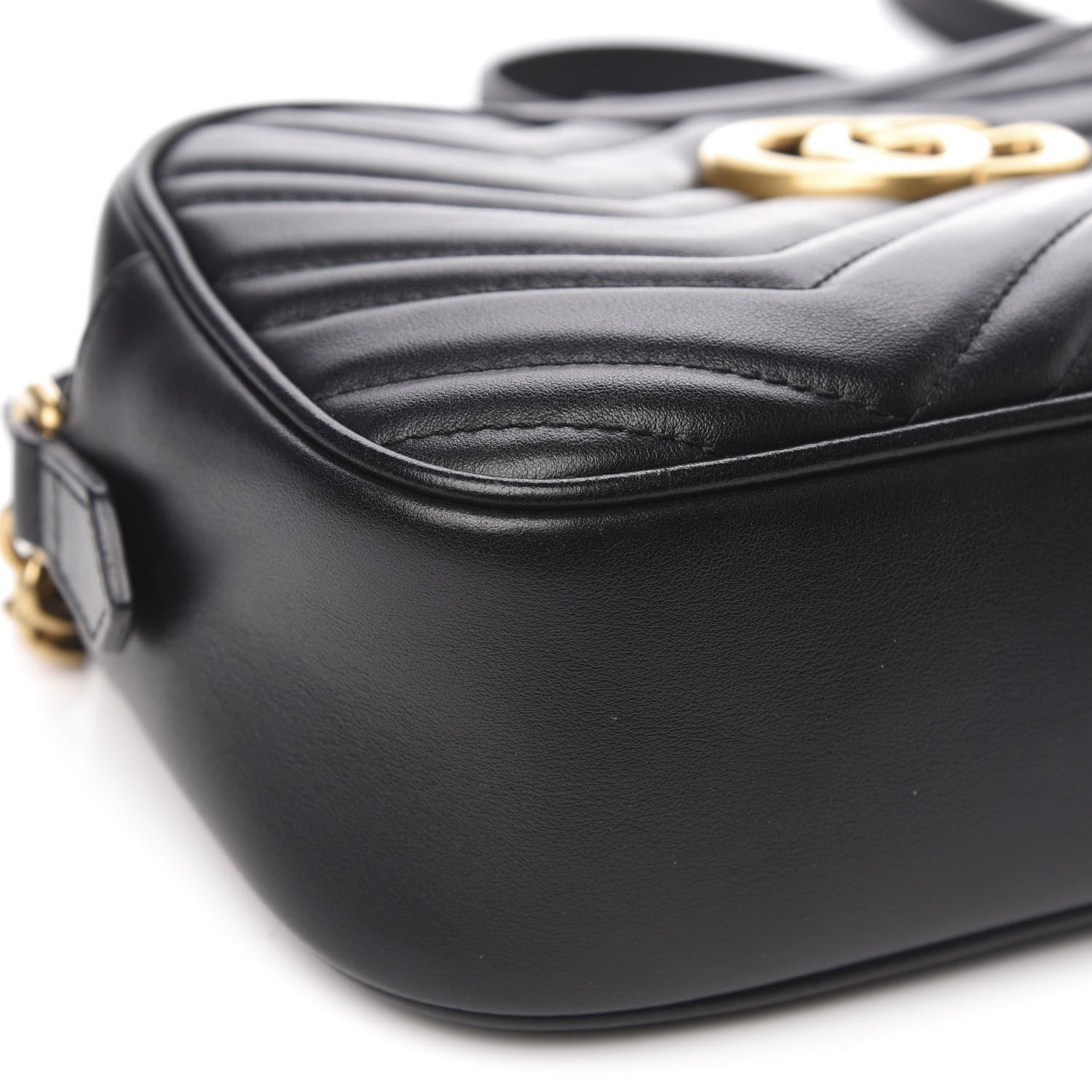 Gucci Calfskin Matelasse Small GG Marmont Chain Shoulder Bag Black 8 of 10