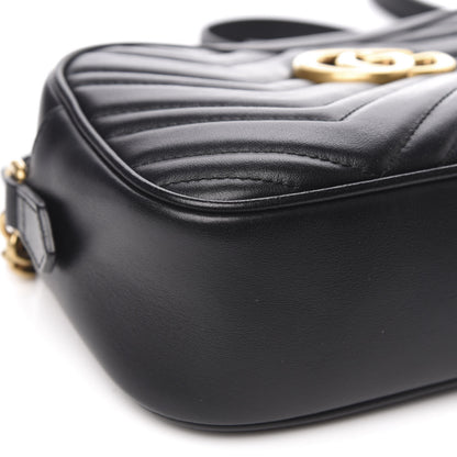 Gucci Calfskin Matelasse Small GG Marmont Chain Shoulder Bag Black 8 of 10