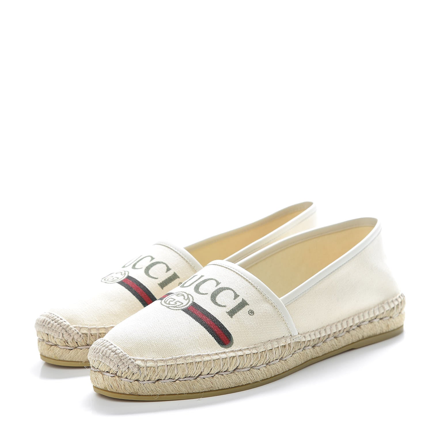 Gucci Canvas Logo Espadrilles 39.5 Greggio White 3 of 14
